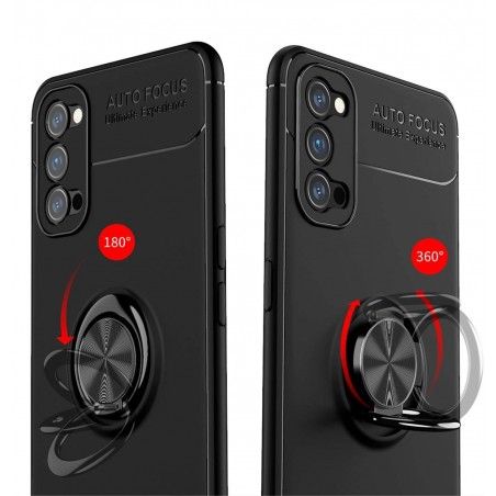 Funda Magnetica Soporte con Anillo Giratorio 360 para Oppo Reno 4 5G Roja