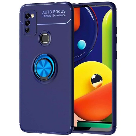 Funda Magnetica Soporte con Anillo Giratorio 360 para Samsung Galaxy M51 Azul