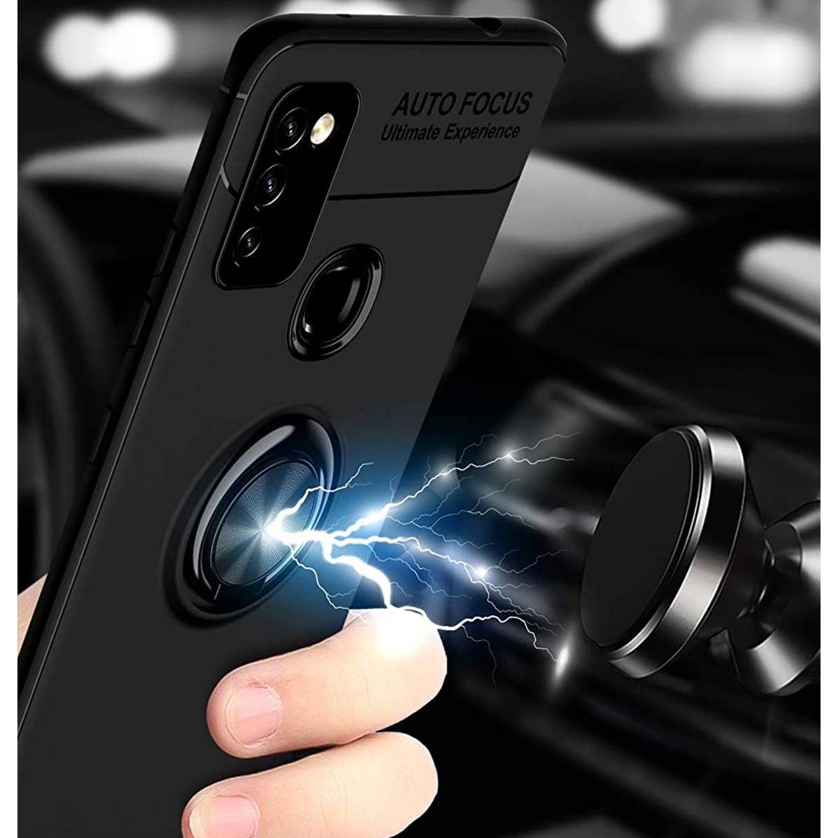 Funda Magnetica Soporte con Anillo Giratorio 360 para Samsung Galaxy M51 Azul