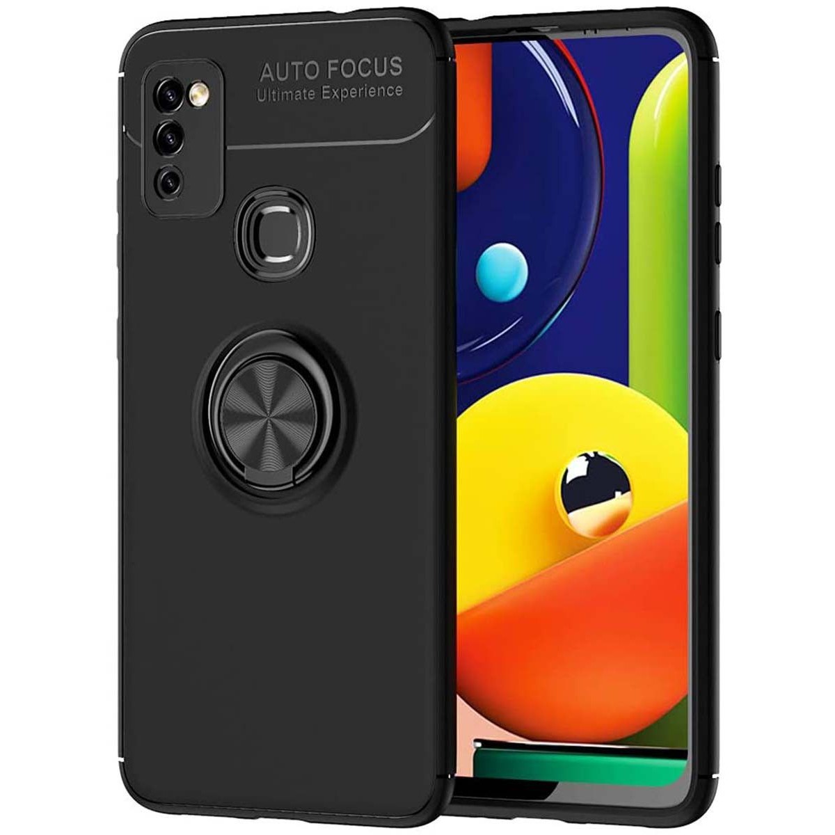 Funda Magnetica Soporte con Anillo Giratorio 360 para Samsung Galaxy M51 Negra