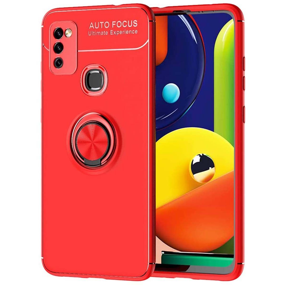 Funda Magnetica Soporte con Anillo Giratorio 360 para Samsung Galaxy M51 Roja