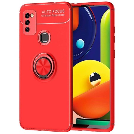 Funda Magnetica Soporte con Anillo Giratorio 360 para Samsung Galaxy M51 Roja