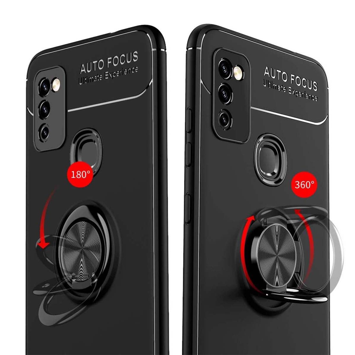 Funda Magnetica Soporte con Anillo Giratorio 360 para Samsung Galaxy M51 Roja