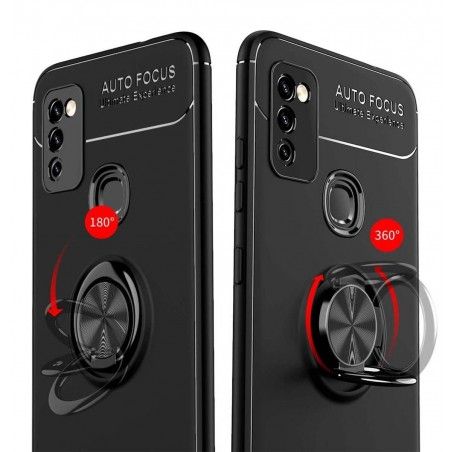 Funda Magnetica Soporte con Anillo Giratorio 360 para Samsung Galaxy M51 Roja