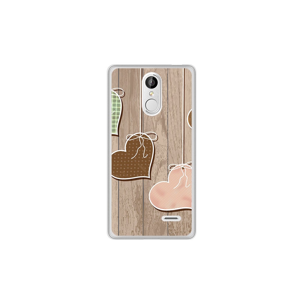Funda Gel Tpu para Leagoo M5 Diseño Corazones Madera Dibujos