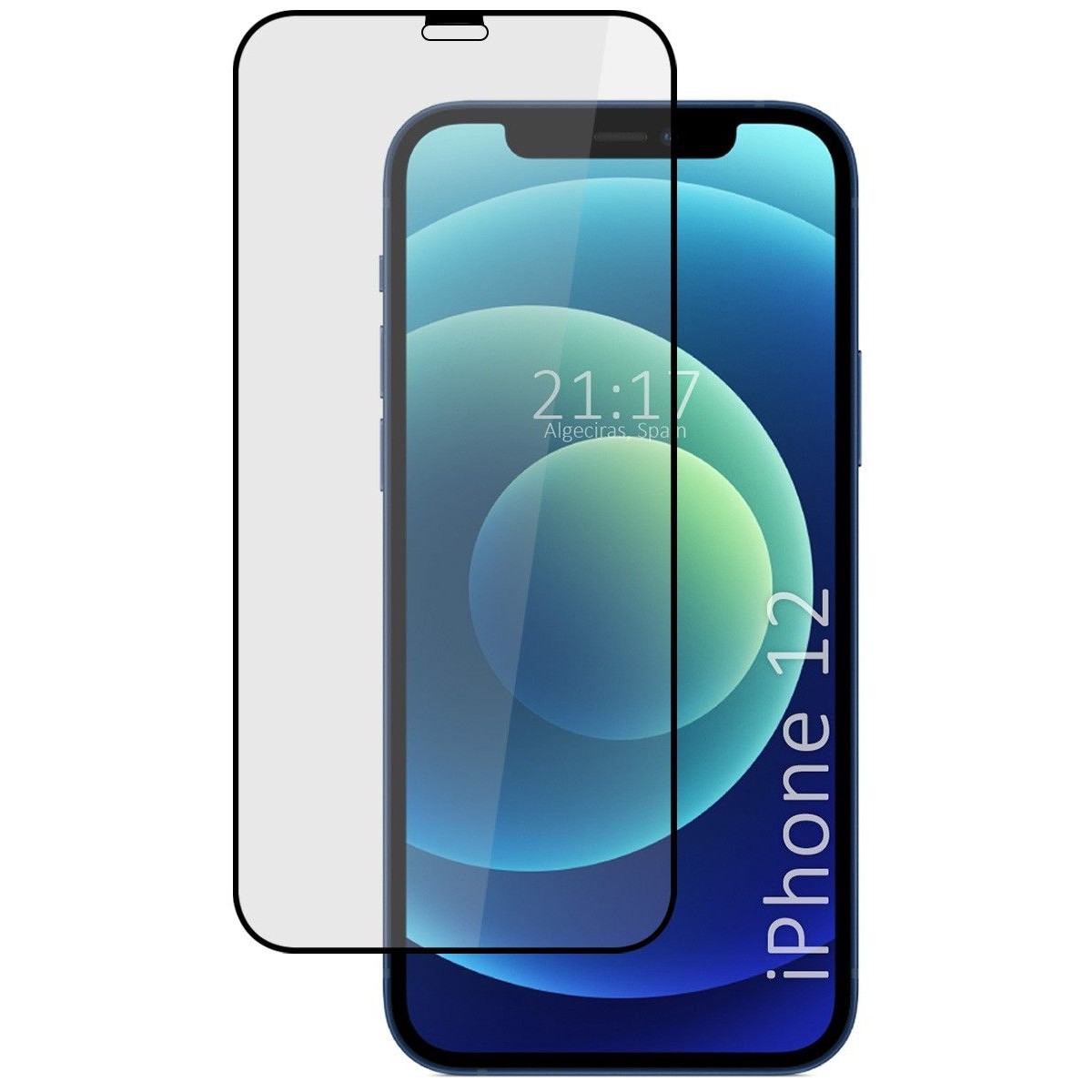 Protector Cristal Templado Completo 5D Full Glue Negro para Iphone 12 / 12 Pro (6.1) Vidrio