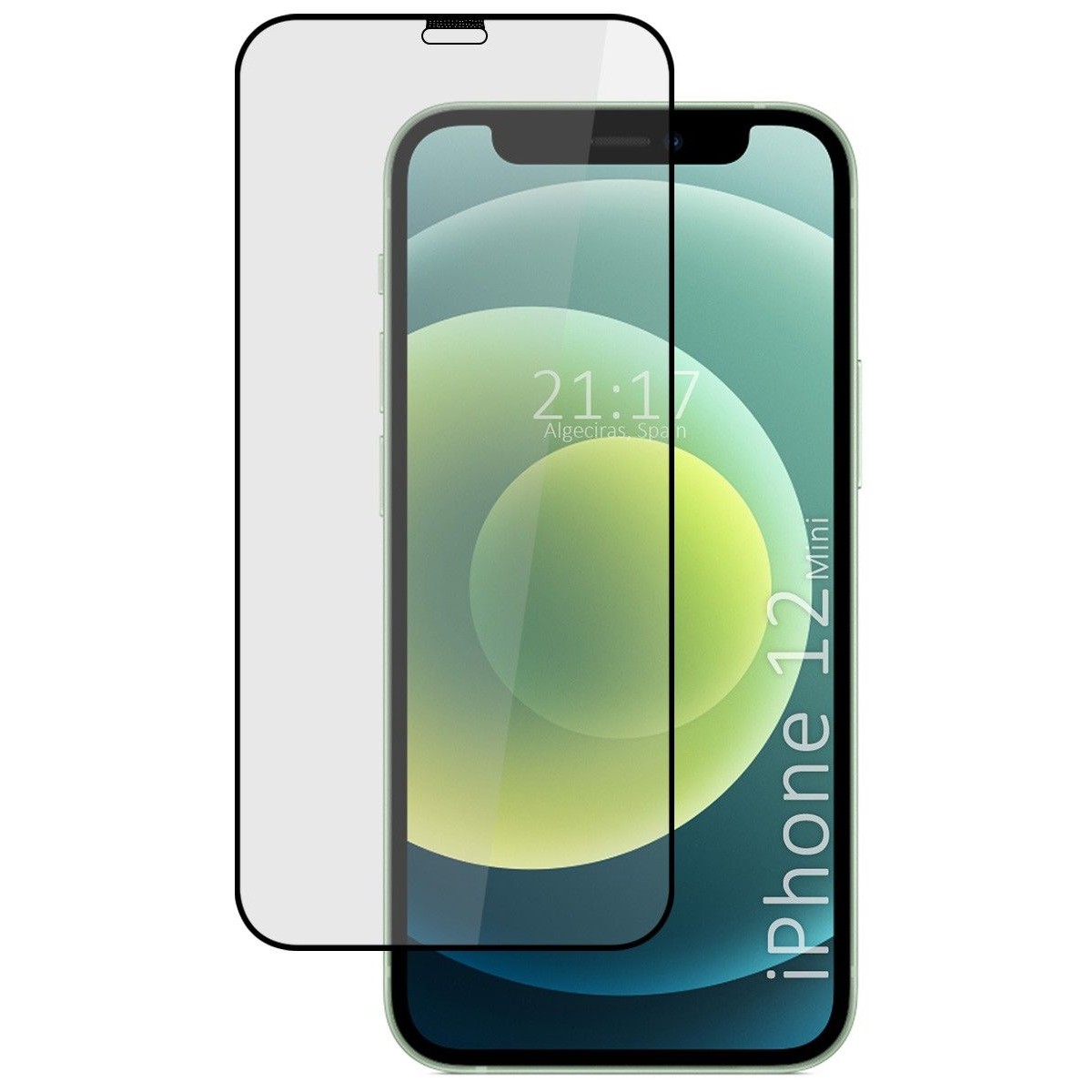 Protector Cristal Templado Completo 5D Full Glue Negro para Iphone 12 Mini (5.4) Vidrio