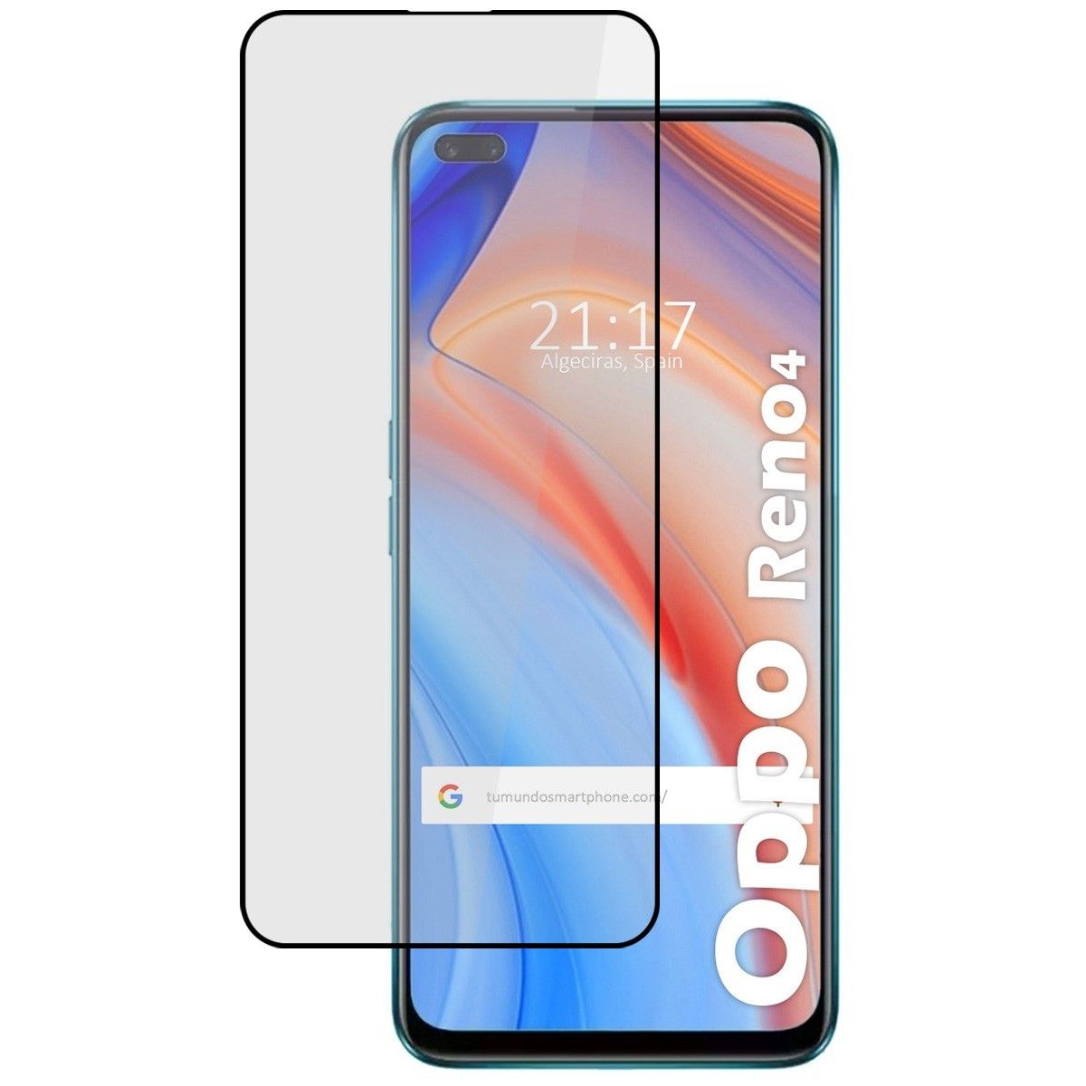 Protector Cristal Templado Completo 5D Full Glue Negro para Oppo Reno 4 5G Vidrio