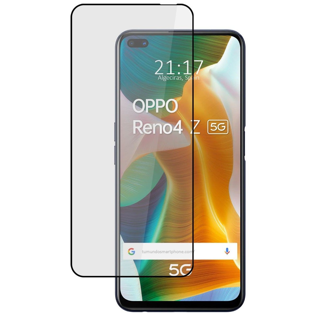 Protector Cristal Templado Completo 5D Full Glue Negro para Oppo Reno 4Z 5G Vidrio