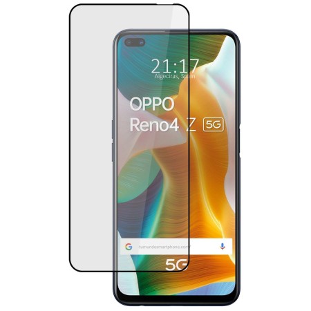 Protector Cristal Templado Completo 5D Full Glue Negro para Oppo Reno 4Z 5G Vidrio
