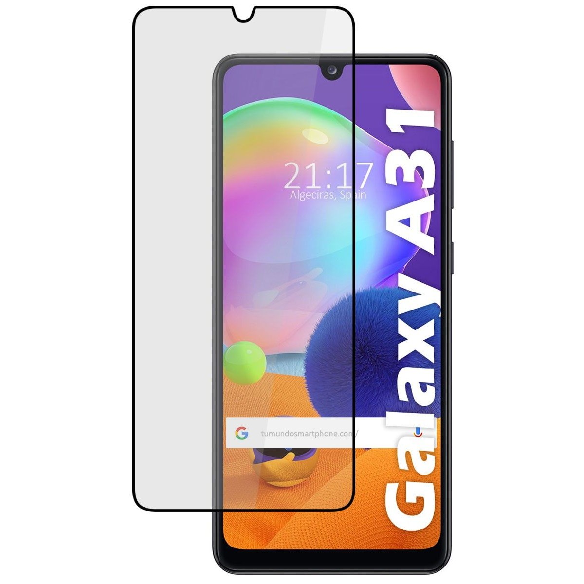 Protector Cristal Templado Completo 5D Full Glue Negro para Samsung Galaxy A31 Vidrio
