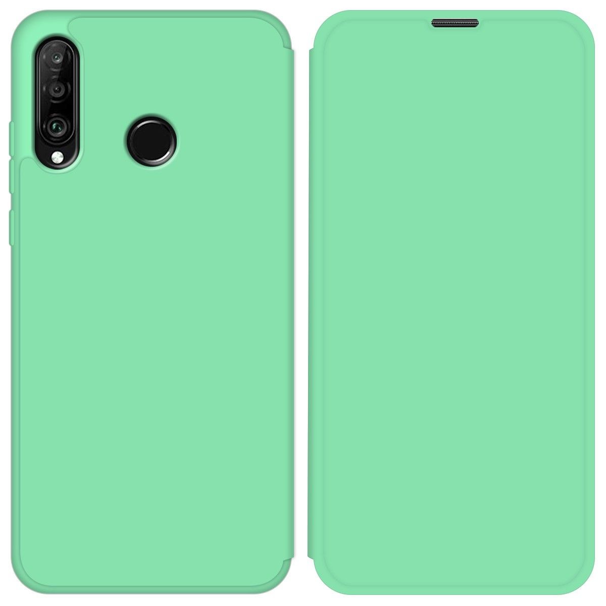 Funda Silicona Líquida con Tapa para Huawei P30 Lite color Verde Pastel