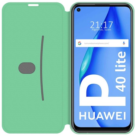 Funda Silicona Líquida con Tapa para Huawei P40 Lite color Verde Pastel