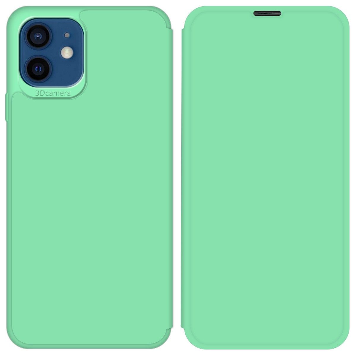Funda Silicona Líquida con Tapa para Iphone 12 / 12 Pro (6.1) color Verde Pastel
