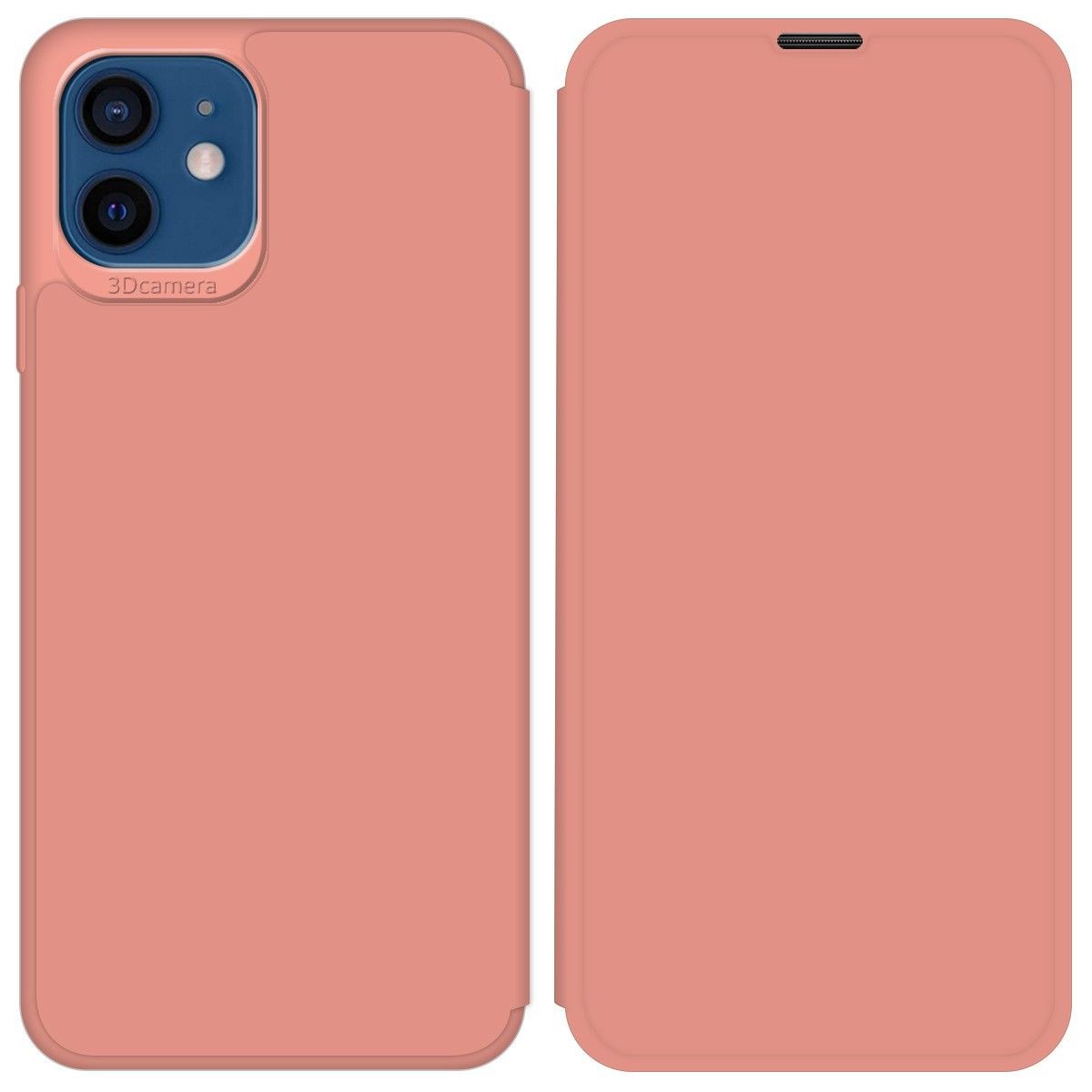 Funda Silicona Líquida con Tapa para Iphone 12 / 12 Pro (6.1) color Rosa Pastel