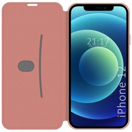 Funda Silicona Líquida con Tapa para Iphone 12 / 12 Pro (6.1) color Rosa Pastel
