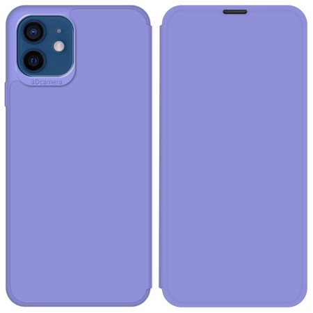 Funda Silicona Líquida con Tapa para Iphone 12 / 12 Pro (6.1) color Morado Pastel