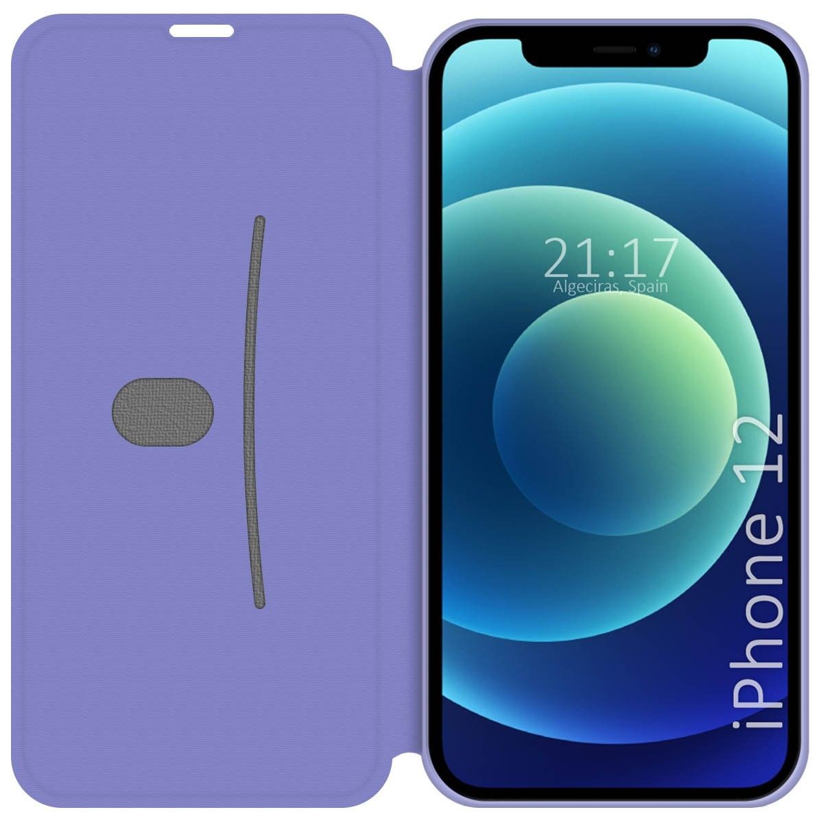 Funda Silicona Líquida con Tapa para Iphone 12 / 12 Pro (6.1) color Morado Pastel