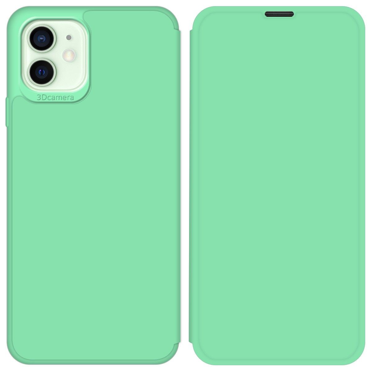 Funda Silicona Líquida con Tapa para Iphone 12 Mini (5.4) color Verde Pastel