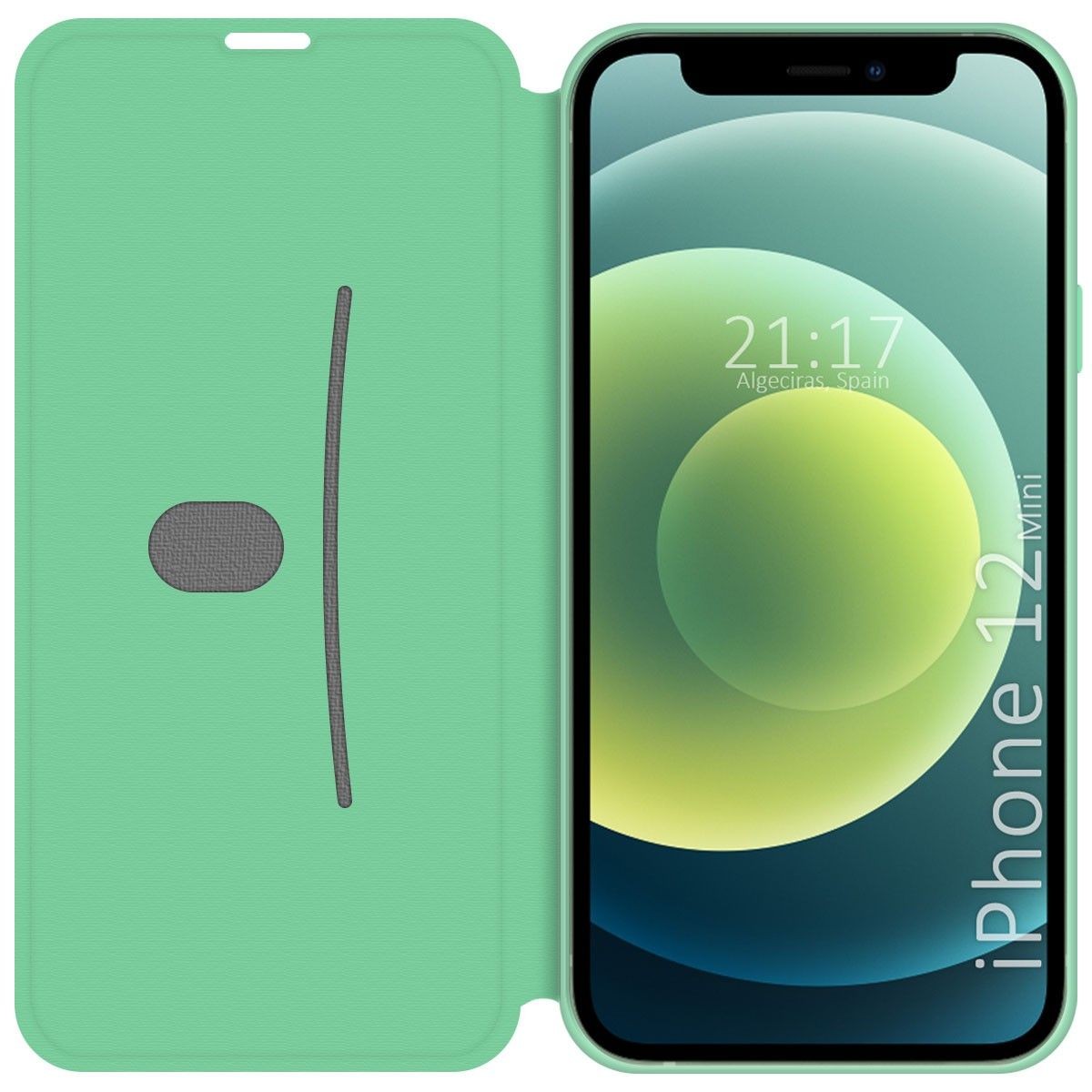 Funda Silicona Líquida con Tapa para Iphone 12 Mini (5.4) color Verde Pastel