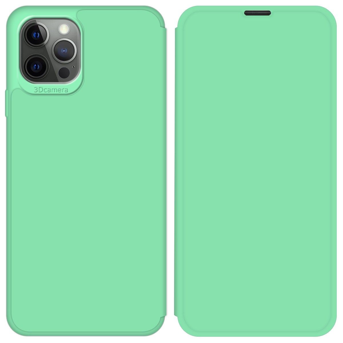 Funda Silicona Líquida con Tapa para Iphone 12 Pro Max (6.7) color Verde Pastel