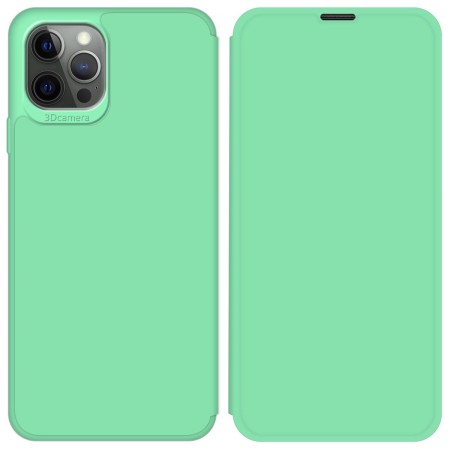 Funda Silicona Líquida con Tapa para Iphone 12 Pro Max (6.7) color Verde Pastel