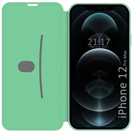 Funda Silicona Líquida con Tapa para Iphone 12 Pro Max (6.7) color Verde Pastel