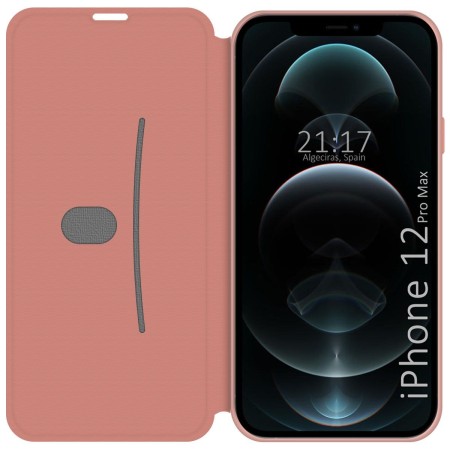 Funda Silicona Líquida con Tapa para Iphone 12 Pro Max (6.7) color Rosa Pastel