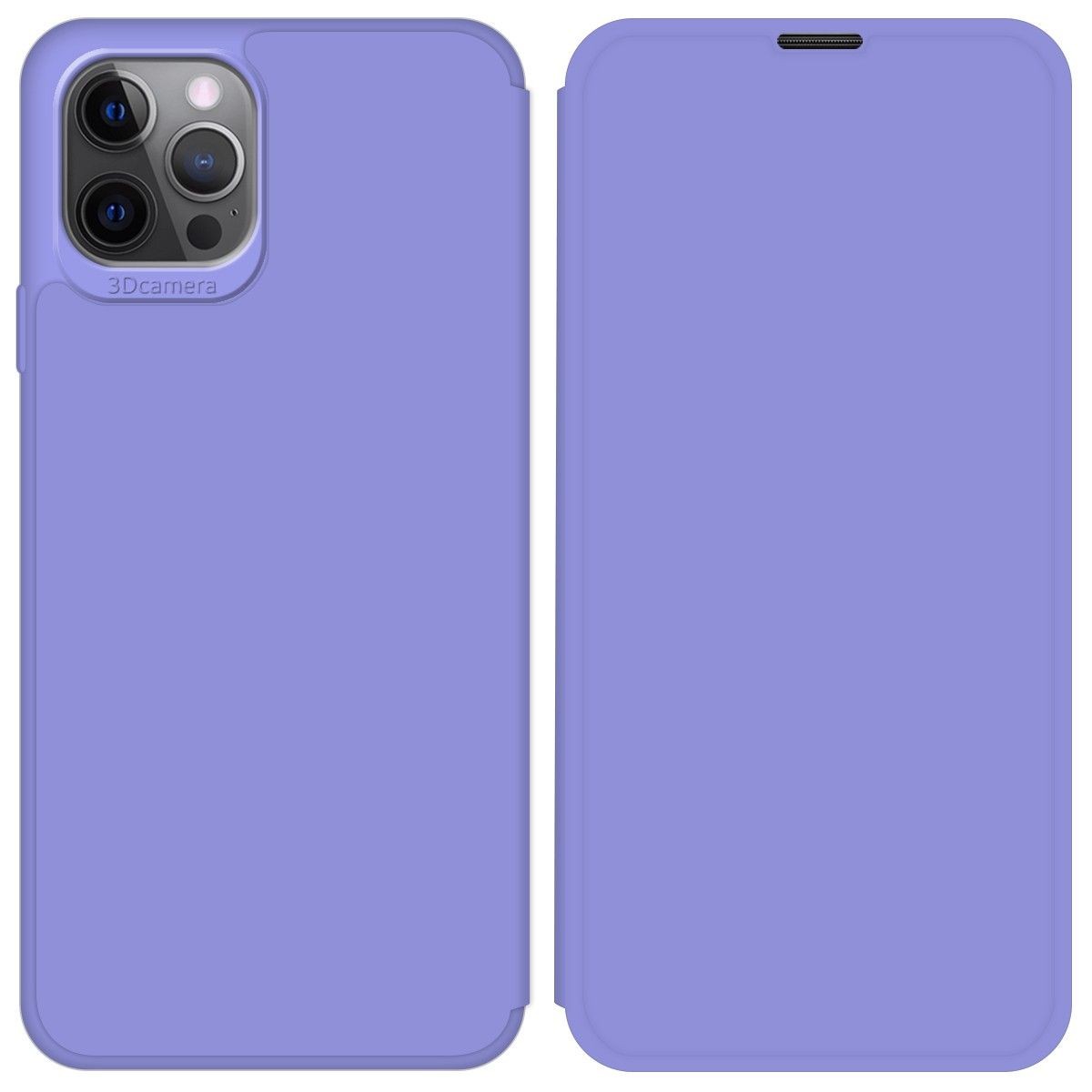 Funda Silicona Líquida con Tapa para Iphone 12 Pro Max (6.7) color Morado Pastel