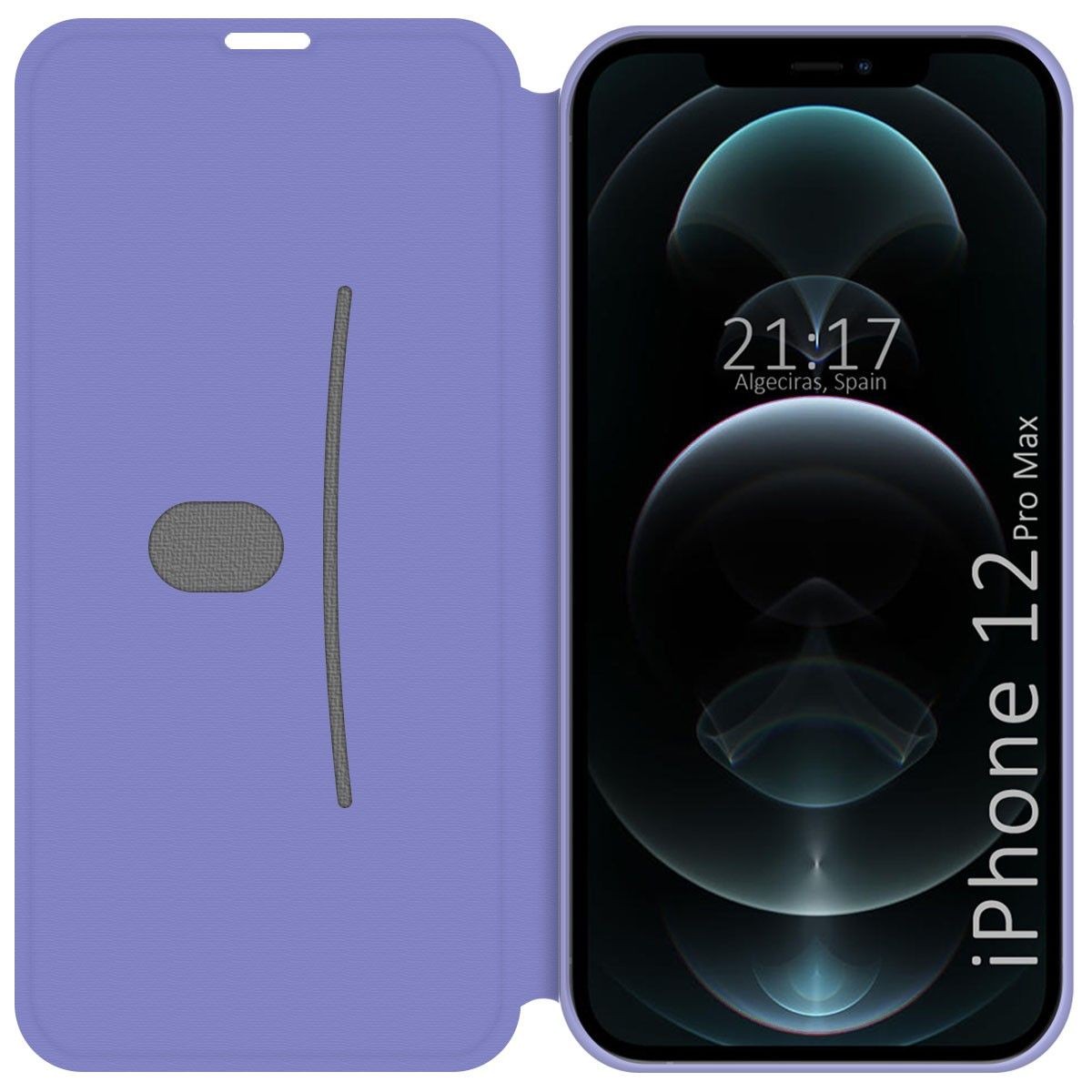 Funda Silicona Líquida con Tapa para Iphone 12 Pro Max (6.7) color Morado Pastel