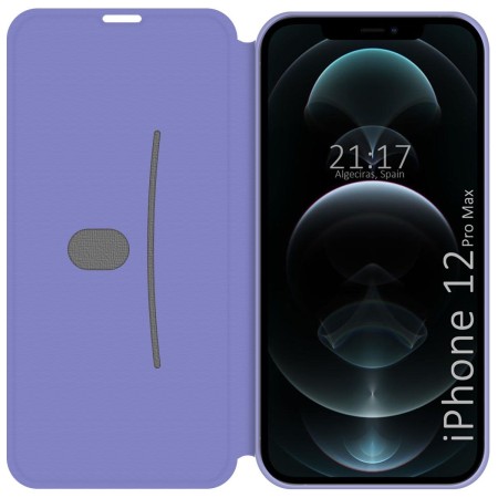 Funda Silicona Líquida con Tapa para Iphone 12 Pro Max (6.7) color Morado Pastel