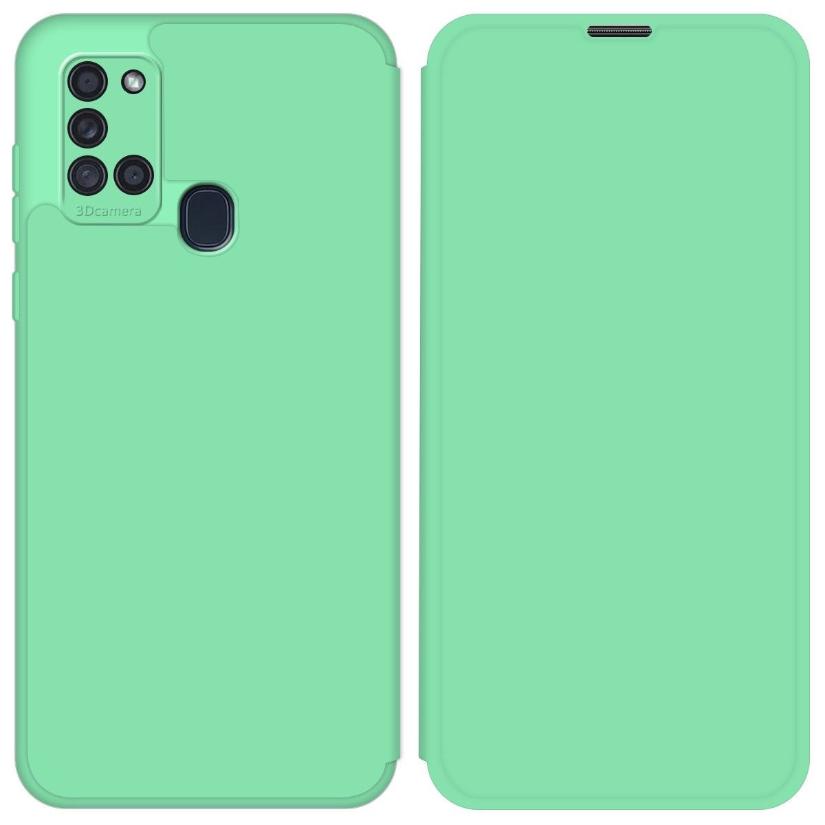 Funda Silicona Líquida con Tapa para Samsung Galaxy A21s color Verde Pastel