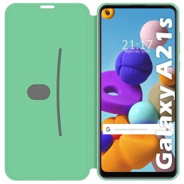 Funda Silicona Líquida con Tapa para Samsung Galaxy A21s color Verde Pastel 2
