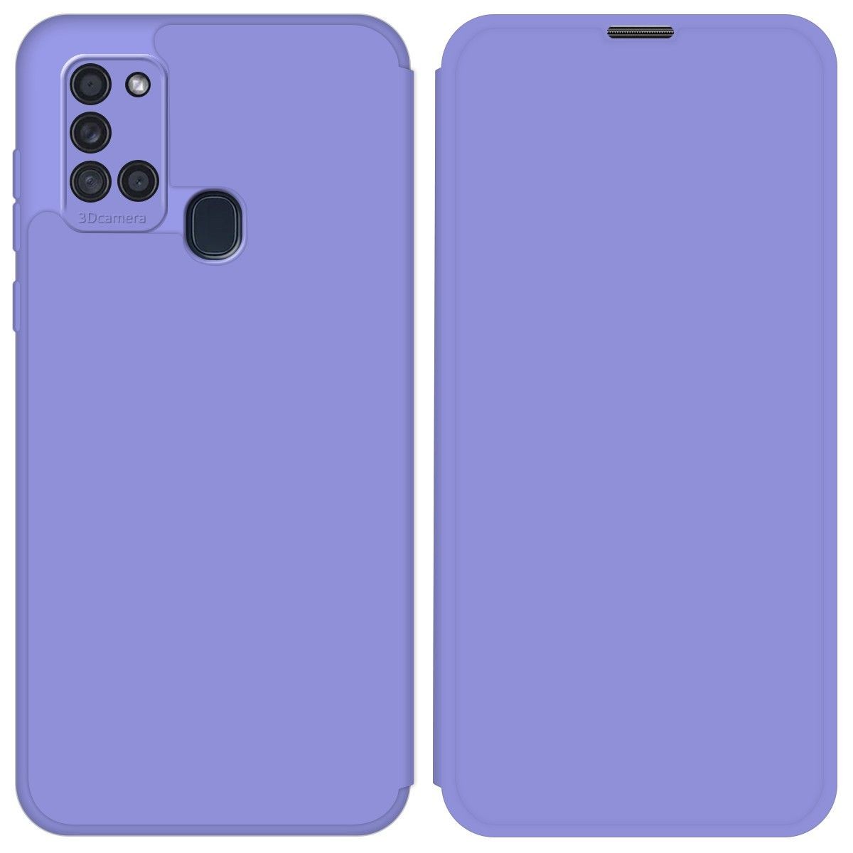 Funda Silicona Líquida con Tapa para Samsung Galaxy A21s color Morado Pastel