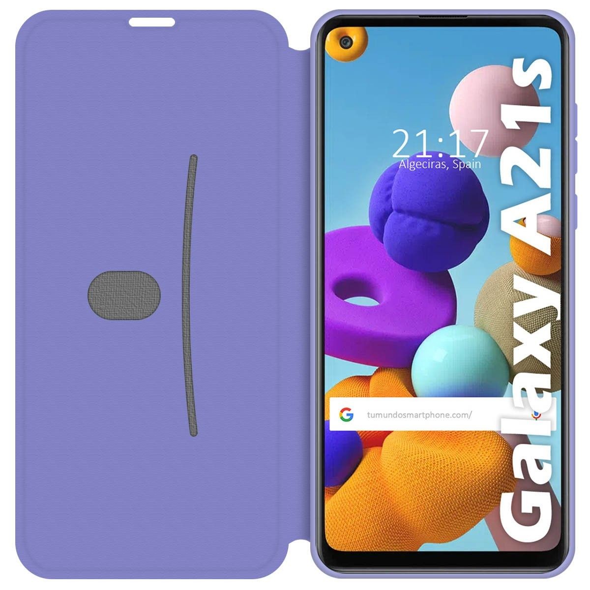 Funda Silicona Líquida con Tapa para Samsung Galaxy A21s color Morado Pastel