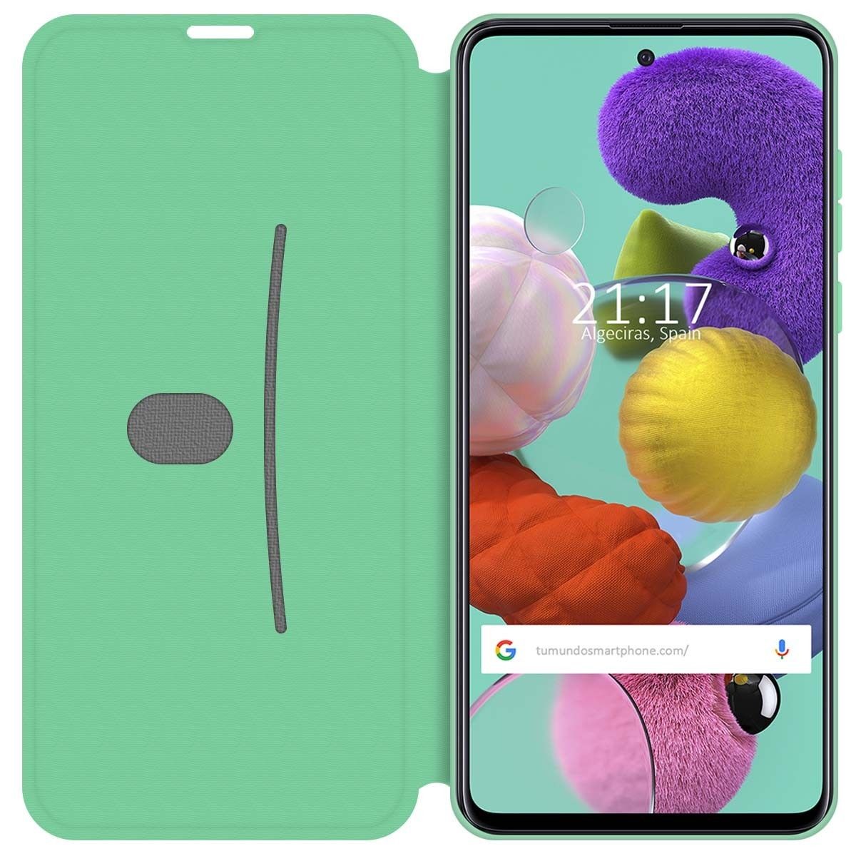 Funda Silicona Líquida con Tapa para Samsung Galaxy A51 color Verde Pastel