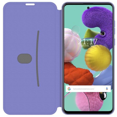 Funda Silicona Líquida con Tapa para Samsung Galaxy A51 color Morado Pastel