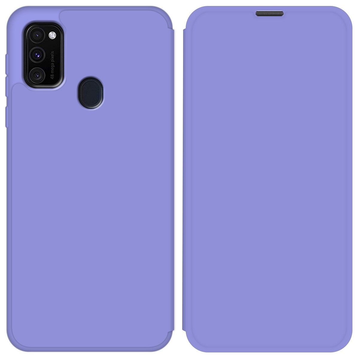 Funda Silicona Líquida con Tapa para Samsung Galaxy M30s / M21 color Morado Pastel