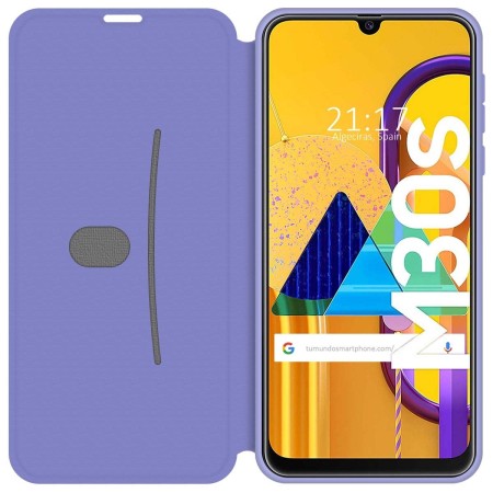 Funda Silicona Líquida con Tapa para Samsung Galaxy M30s / M21 color Morado Pastel