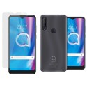 Pack 2 En 1 Funda Gel Transparente + Protector Cristal Templado para Alcatel 1S 2020 / 3L 2020