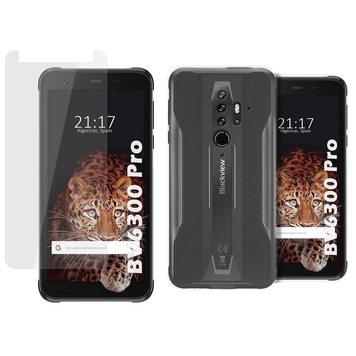 Pack 2 En 1 Funda Gel Transparente + Protector Cristal Templado para Blackview BV6300 Pro