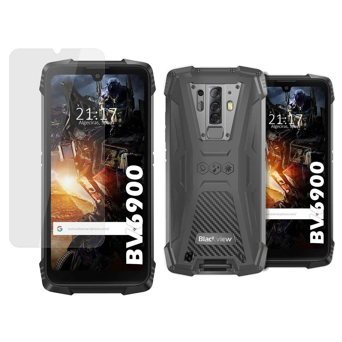 Pack 2 En 1 Funda Gel Transparente + Protector Cristal Templado para Blackview BV6900 / BV6900 Pro