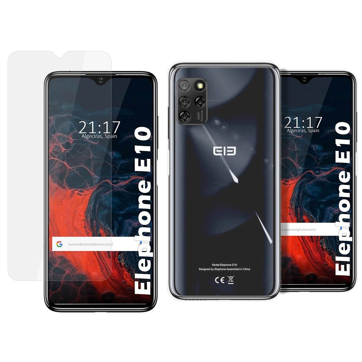 Pack 2 En 1 Funda Gel Transparente + Protector Cristal Templado para Elephone E10 / E10 Pro