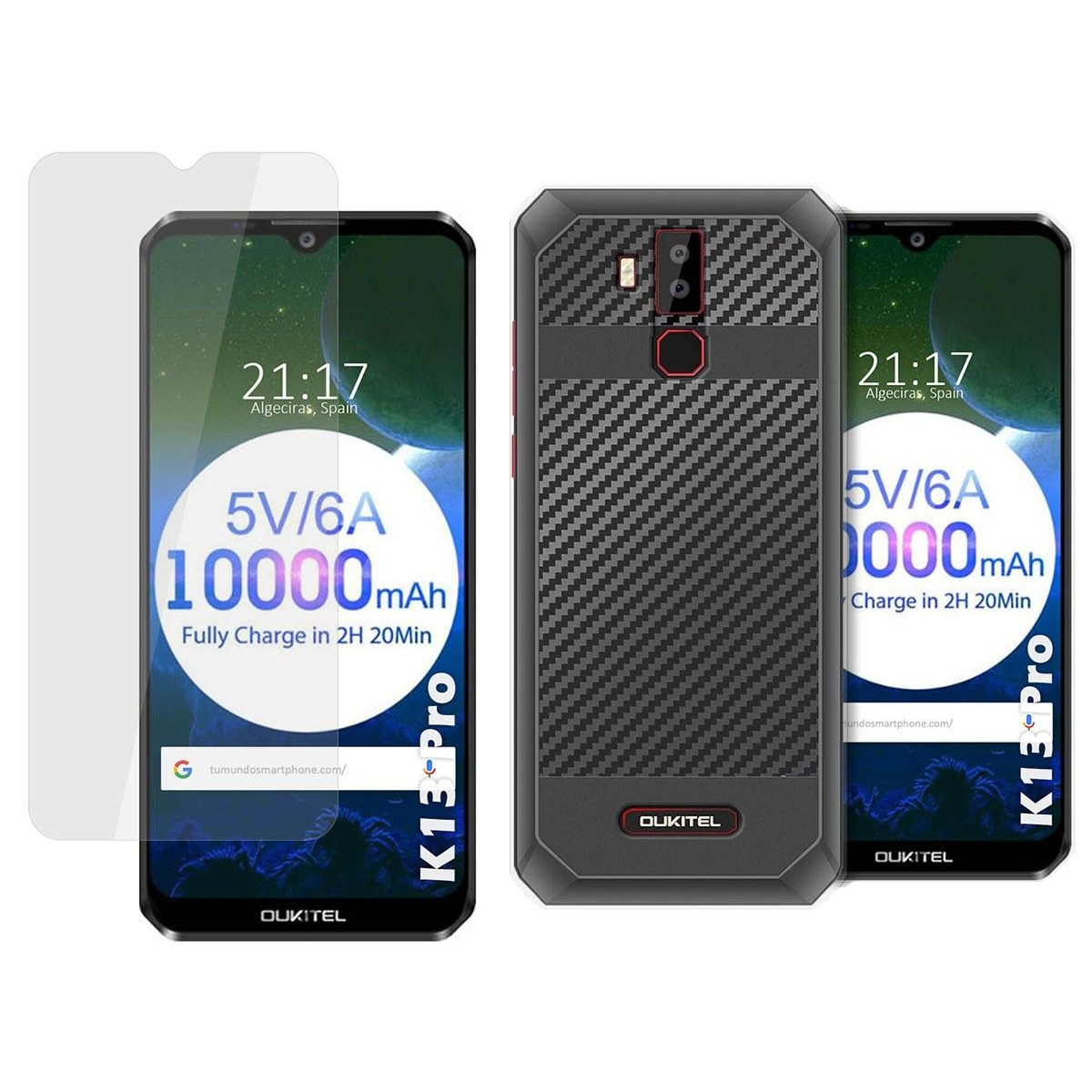 Pack 2 En 1 Funda Gel Transparente + Protector Cristal Templado para Oukitel K13 Pro