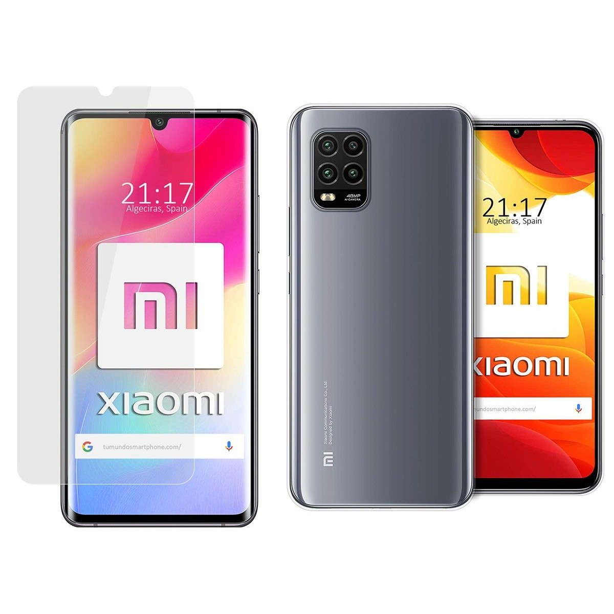 Pack 2 En 1 Funda Gel Transparente + Protector Cristal Templado para Xiaomi Mi 10 Lite