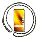 Funda Colgante Transparente para Xiaomi POCO X3 NFC / X3 PRO con Cordon Verde / Dorado