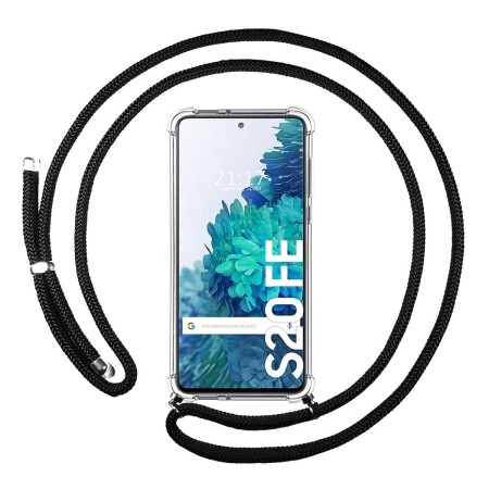 Funda Colgante Transparente para Samsung Galaxy S20 FE con Cordon Negro