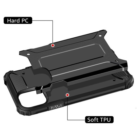 Funda Tipo Hybrid Tough Armor (Pc+Tpu) Negra para Iphone 12 Mini (5.4)