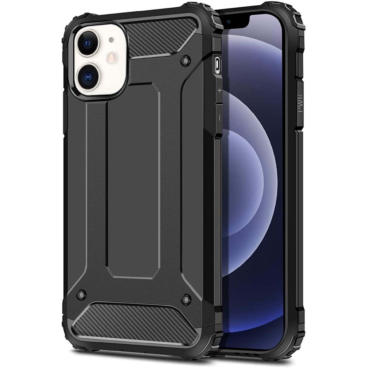 Funda Tipo Hybrid Tough Armor (Pc+Tpu) Negra para Iphone 12 / 12 Pro (6.1)