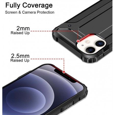 Funda Tipo Hybrid Tough Armor (Pc+Tpu) Negra para Iphone 12 / 12 Pro (6.1)